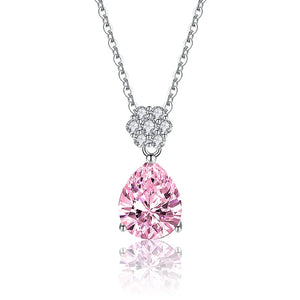 Water Drop Zircon 925 Silver Necklace for Women Wedding Party
