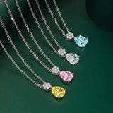 Water Drop Zircon 925 Silver Necklace for Women Wedding Party