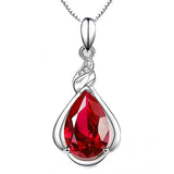 925 Silver Necklace with Zircon Water Drop Pendant