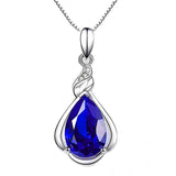 925 Silver Necklace with Zircon Water Drop Pendant