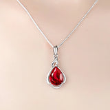 925 Silver Necklace with Zircon Water Drop Pendant