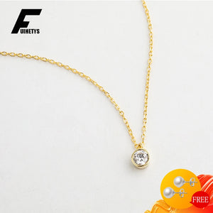925 Sterling Silver Zircon Gemstone Pendant Necklace for Women