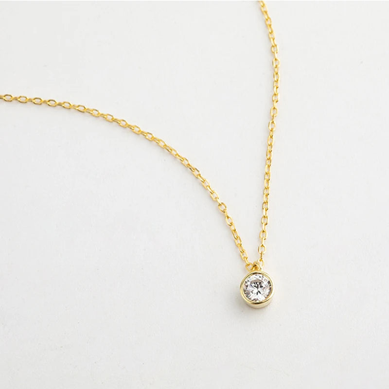925 Sterling Silver Zircon Gemstone Pendant Necklace for Women