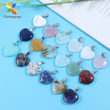 30Pcs Natural Stone Crystal Heart Pendants for DIY Jewelry Making