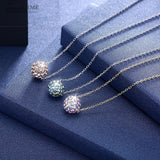 925 Silver Crystal Ball Pendant Necklace for Women
