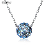 925 Silver Crystal Ball Pendant Necklace for Women