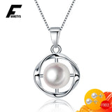 925 Silver Necklace Pendant with Pearl for Women Wedding