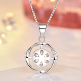 925 Silver Necklace Pendant with Pearl for Women Wedding