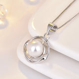 925 Silver Necklace Pendant with Pearl for Women Wedding