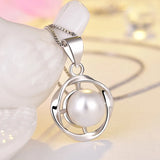 925 Silver Necklace Pendant with Pearl for Women Wedding