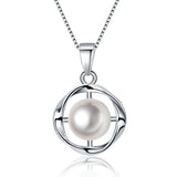 925 Silver Necklace Pendant with Pearl for Women Wedding