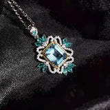 Retro Silver Princess Cut Necklace for Women