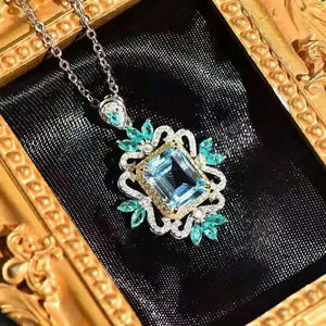Retro Silver Princess Cut Necklace for Women