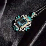 Retro Silver Princess Cut Necklace for Women
