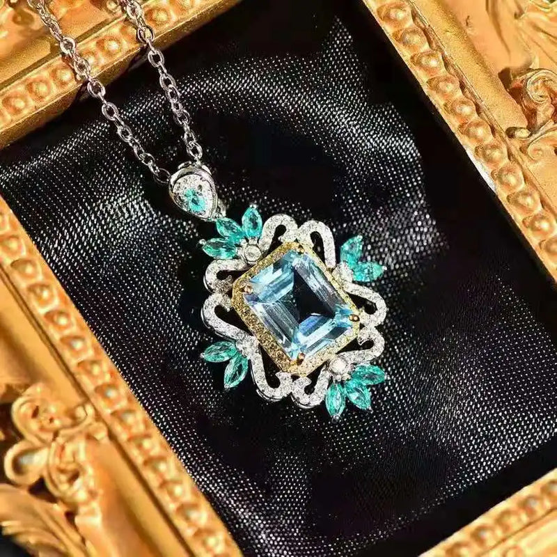 Retro Silver Princess Cut Necklace for Women