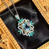 Retro Silver Princess Cut Necklace for Women
