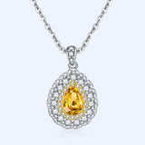 925 Silver Necklace with Citrine Zircon Gemstone Pendant