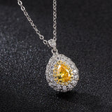 925 Silver Necklace with Citrine Zircon Gemstone Pendant