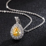 925 Silver Necklace with Citrine Zircon Gemstone Pendant