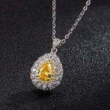 925 Silver Necklace with Citrine Zircon Gemstone Pendant