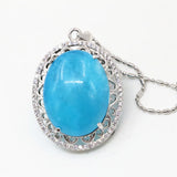 Women Zircon Inlay Natural Stone Jades Chalcedony Choker Collar Pendant Jewelry