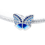 925 Silver Colorful Butterfly Pendant Beads for DIY Bracelet Gift