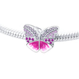 925 Silver Colorful Butterfly Pendant Beads for DIY Bracelet Gift