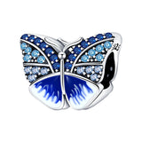925 Silver Colorful Butterfly Pendant Beads for DIY Bracelet Gift