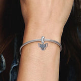 925 Silver Colorful Butterfly Pendant Beads for DIY Bracelet Gift