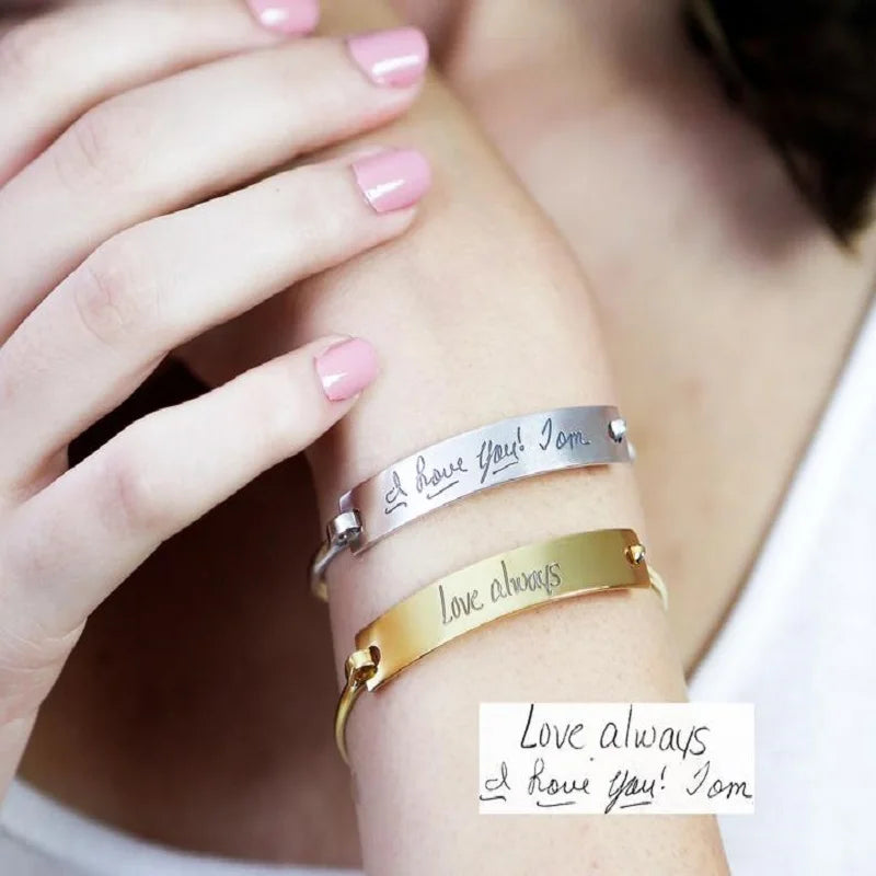 Personalized Stainless Steel Signature Bracelet