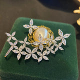 Flower CZ Ear Clip On Earrings Asymmetrical Studs