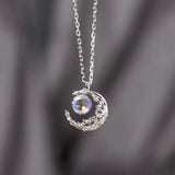 Moon Shape Necklace Crescent Pendant 925 Sterling Silver
