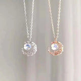 Moon Shape Necklace Crescent Pendant 925 Sterling Silver