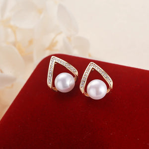V Shape Pearl Drop Earrings for Women, Stud Earring Wedding Party Gift