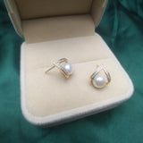 V Shape Pearl Drop Earrings for Women, Stud Earring Wedding Party Gift