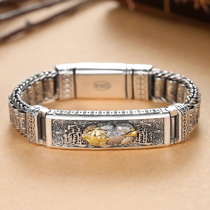 Luck Blessing Brave Troops Silver Bracelet Men