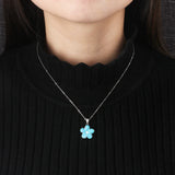925 Silver Opal Flower Pendant Necklace Anniversary Gift