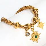 Octagram Star Charm Bracelet Women Vintage Starlight Pendant Chain Bangle