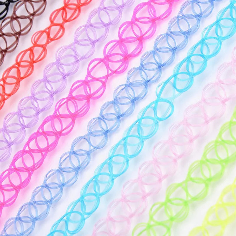 Women Elastic Fish Line Cross Weave Vintage Tattoo Choker