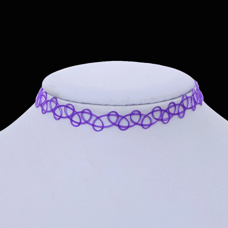 Women Elastic Fish Line Cross Weave Vintage Tattoo Choker