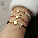 Cubic A-Z Initial Letter Women Bracelet Adjustable Rope Bracelet