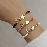 Cubic A-Z Initial Letter Women Bracelet Adjustable Rope Bracelet