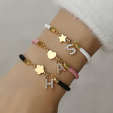 Cubic A-Z Initial Letter Women Bracelet Adjustable Rope Bracelet