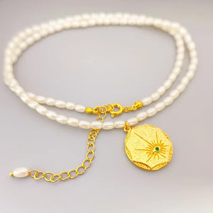 Vintage Freshwater Pearl Pendant Necklace for Women