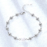 Silver 925 Flower Bracelet for Women Wedding Engagement
