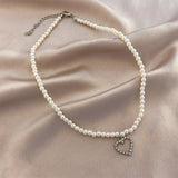 Pearl Heart Pendant Chain Necklace Butterfly Choker Gift