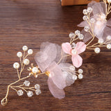 Pearl Pink Flower Bridal Headband Wedding Tiara Women Hair Jewelry