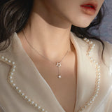 Double Star Zircon Silver Necklace for Women