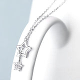 Double Star Zircon Silver Necklace for Women