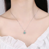 Emerald Zircon Pendant Necklace 925 Sterling Silver Jewelry for Women